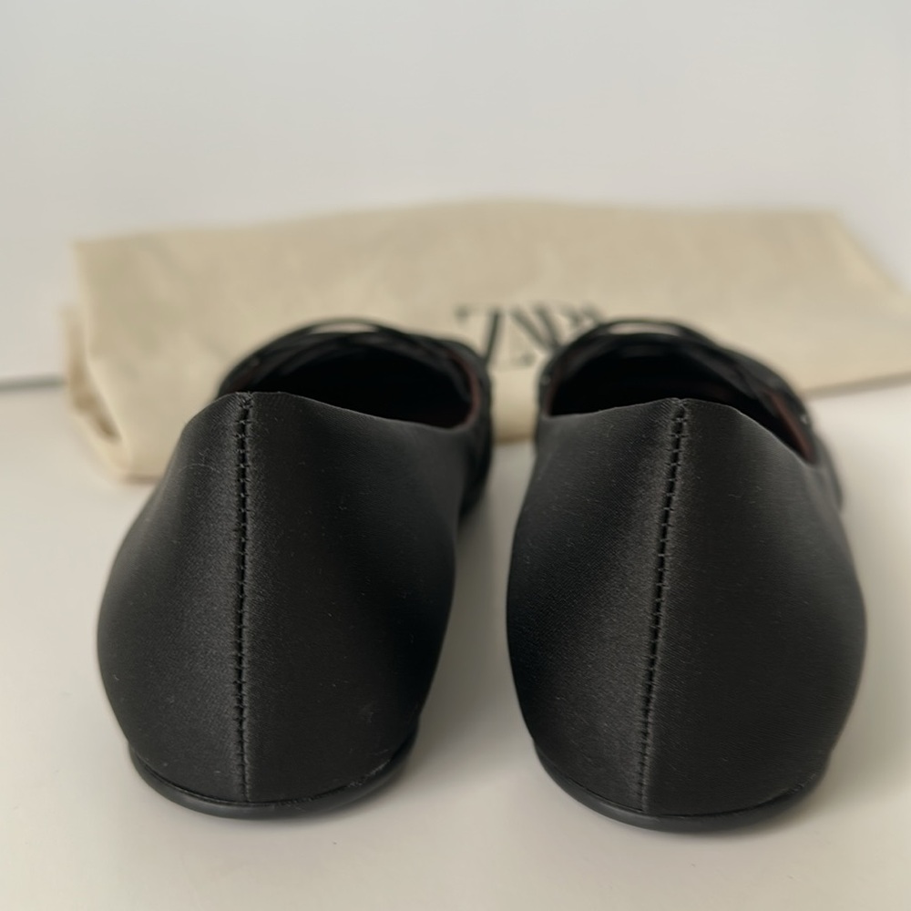 Zara Black Lace-Up Women's Flats - Picture 7 of 15